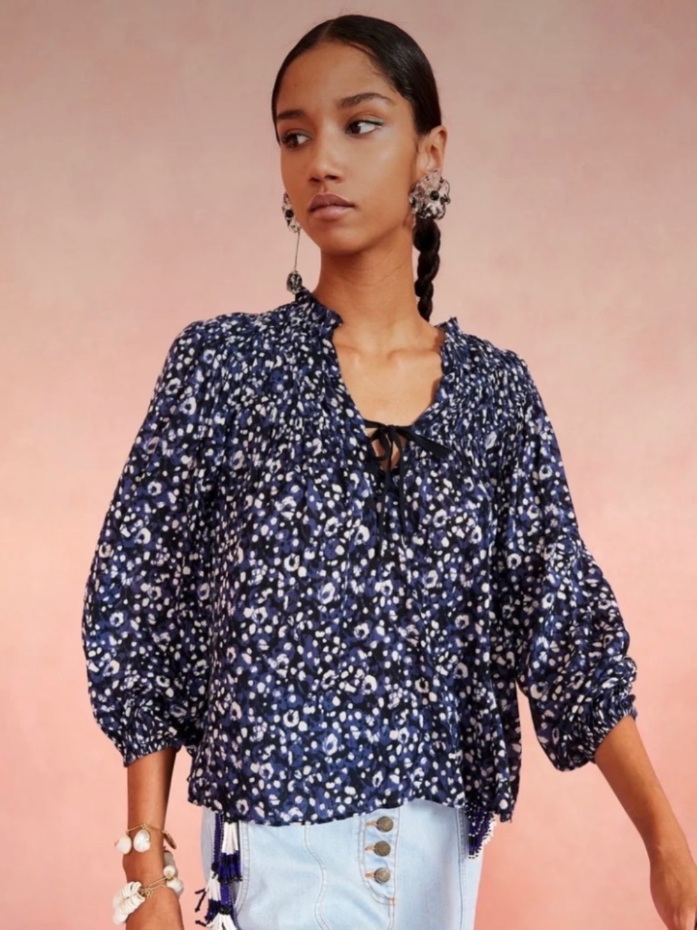 Ulla Johnson - Jamila Blouse in Indigo - size 8